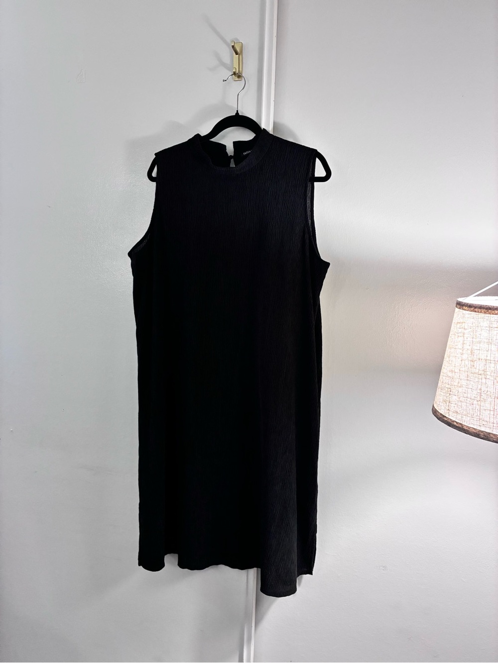 Eileen Fisher Black Sleeveless Mock Neck Shift Dress XL - Picture 7 of 8